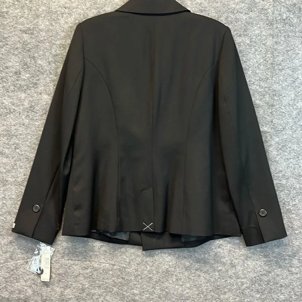 NWT PENDLETON Jacket Women's Size 16 Black Virgin Wool Double‎ Breasted Blazer